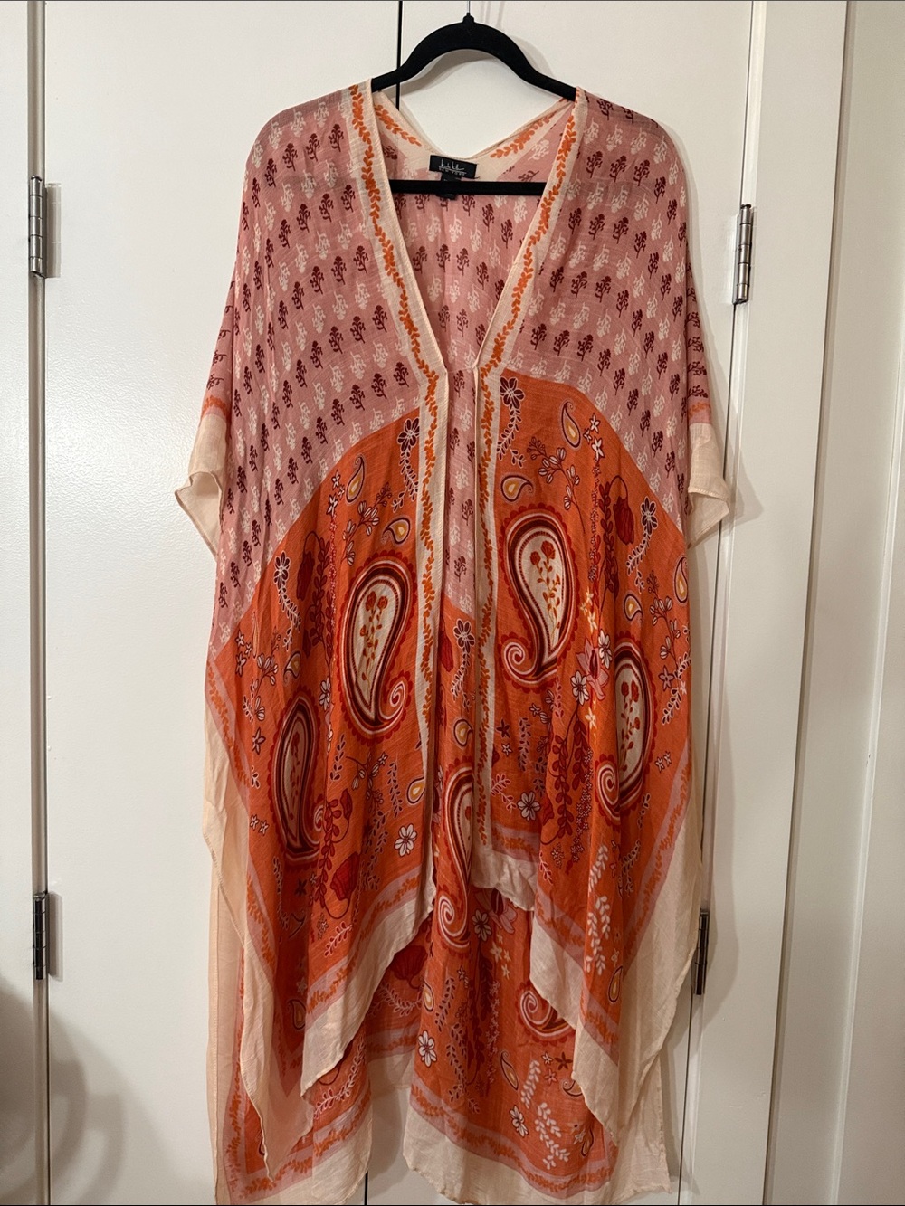 Isabella Oliver Orange and Pink Paisley Kimono Tunic